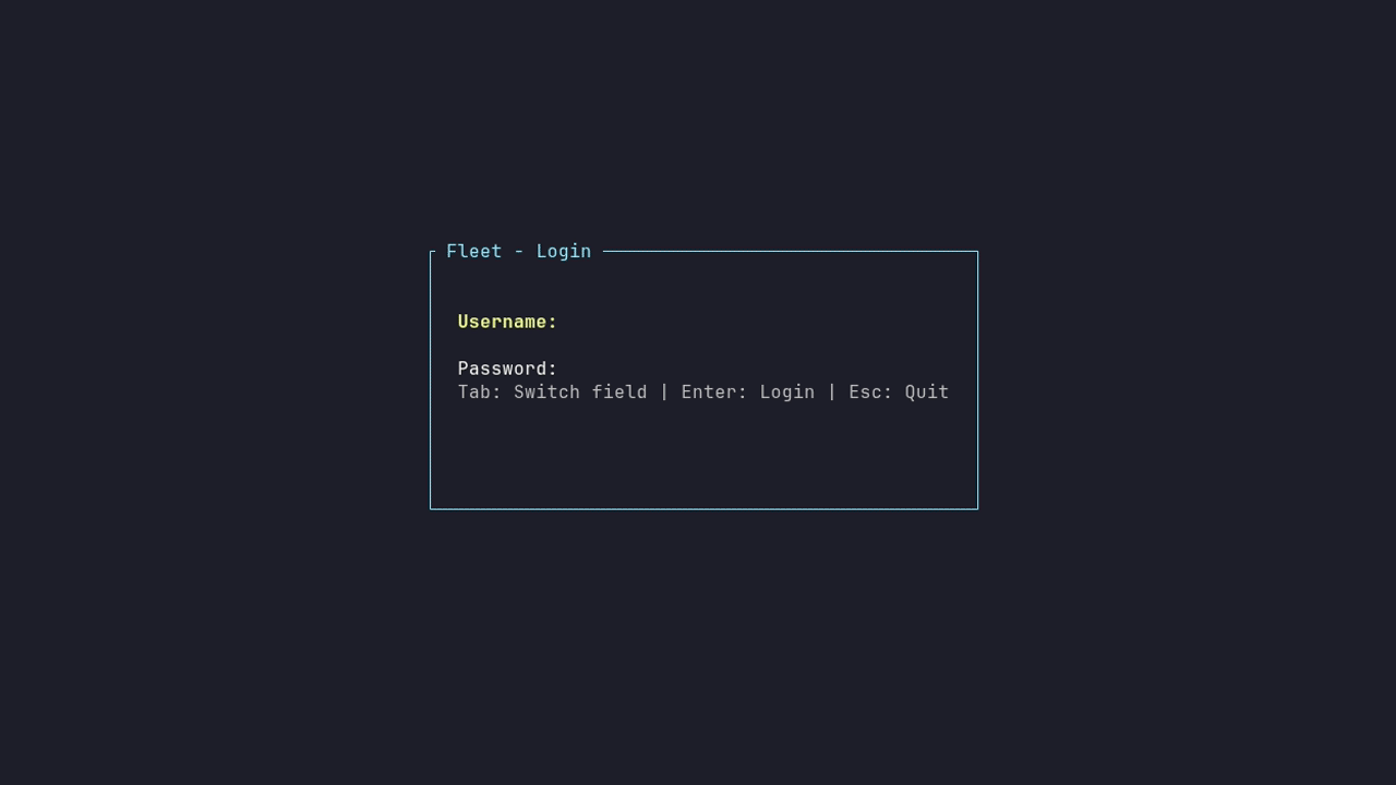 Fleet TUI walkthrough — Dashboard, Licenses, Services, Users, API Keys